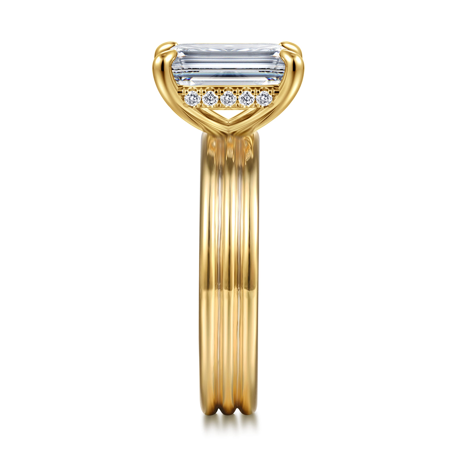 Sela - 14K Yellow Gold Radiant Cut Diamond Engagement Ring - 0.1 ct - Shot 4