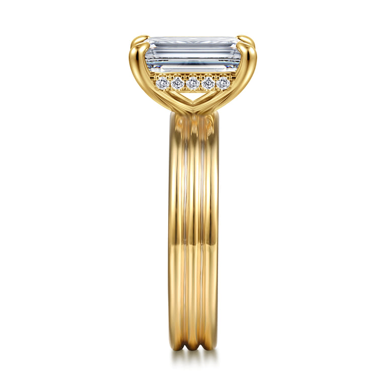 Sela - 14K Yellow Gold Radiant Cut Diamond Engagement Ring - 0.1 ct - Shot 4