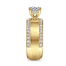 Amos - 14K Yellow Gold Round Wide Band Diamond Engagement Ring - 0.67 ct