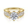 Ember - 14K Yellow Gold Wide Band Round Diamond Engagement Ring - 0.65 ct