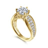 Ember - 14K Yellow Gold Wide Band Round Diamond Engagement Ring - 0.65 ct
