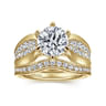 Ember - 14K Yellow Gold Wide Band Round Diamond Engagement Ring - 0.65 ct