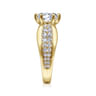 Ember - 14K Yellow Gold Wide Band Round Diamond Engagement Ring - 0.65 ct