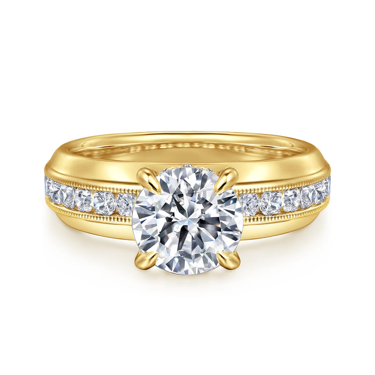 Caris - 14K Yellow Gold Round Channel Set Diamond Engagement Ring - 0.6 ct - Shot 1