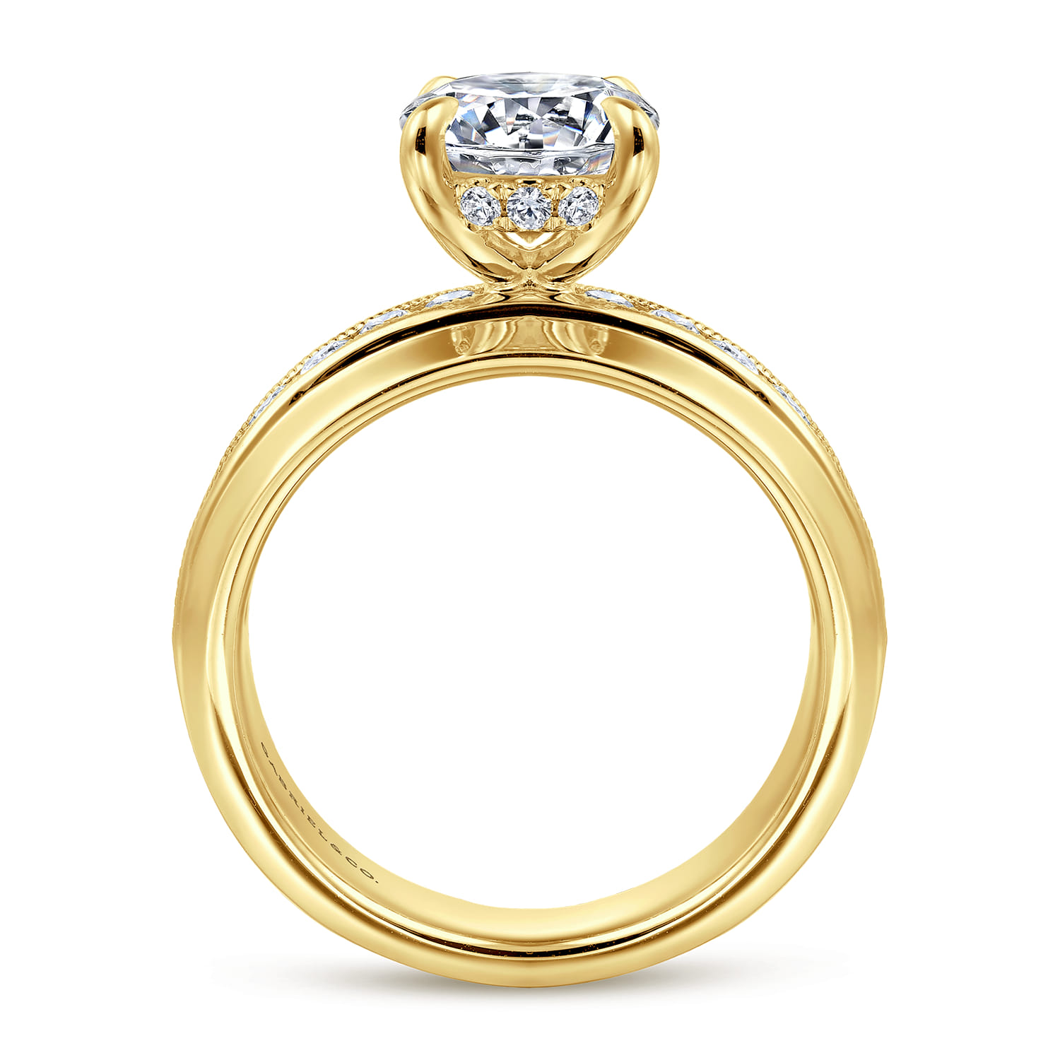 Caris - 14K Yellow Gold Round Channel Set Diamond Engagement Ring - 0.6 ct - Shot 2