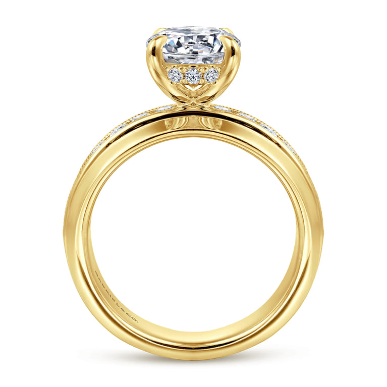 Caris - 14K Yellow Gold Round Channel Set Diamond Engagement Ring - 0.6 ct - Shot 2