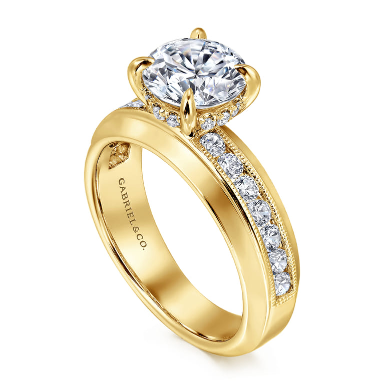 Caris - 14K Yellow Gold Round Channel Set Diamond Engagement Ring - 0.6 ct - Shot 3