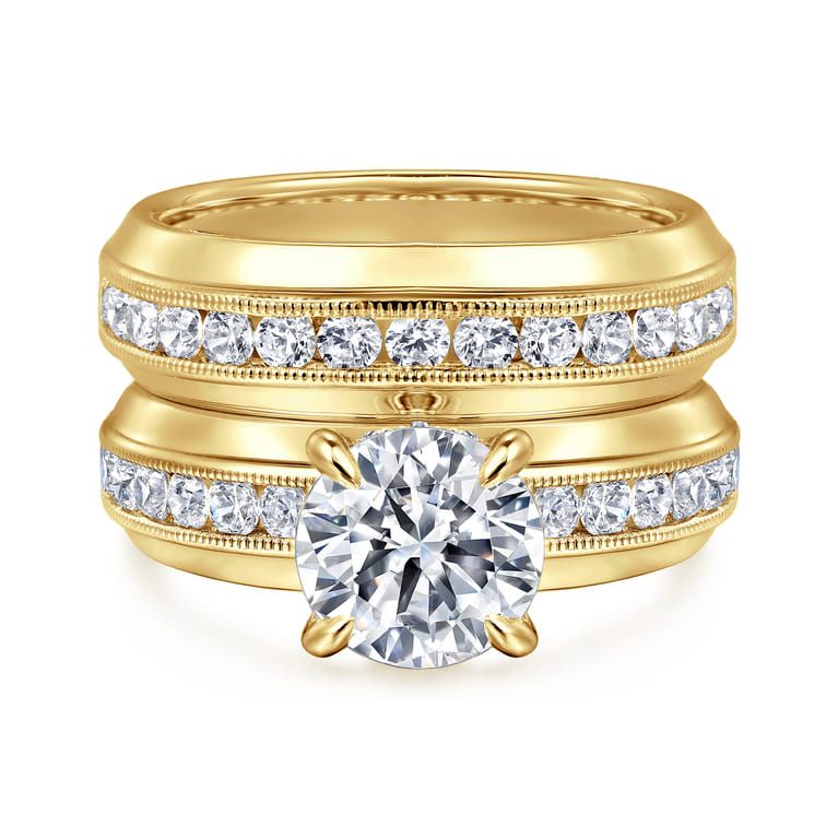 Caris - 14K Yellow Gold Round Channel Set Diamond Engagement Ring - 0.6 ct - Shot 4