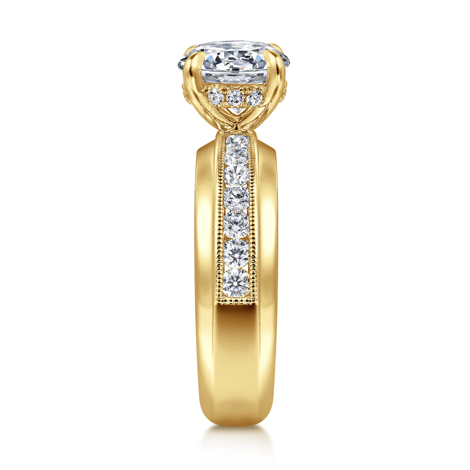 Caris - 14K Yellow Gold Round Channel Set Diamond Engagement Ring - 0.6 ct - Shot 5