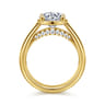 Elza - 14K Yellow Gold Bezel Prong Wide Band Round Diamond Engagement Ring - 0.12 ct