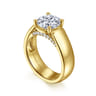 Elza - 14K Yellow Gold Bezel Prong Wide Band Round Diamond Engagement Ring - 0.12 ct