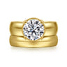 Elza - 14K Yellow Gold Bezel Prong Wide Band Round Diamond Engagement Ring - 0.12 ct