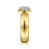 Elza - 14K Yellow Gold Bezel Prong Wide Band Round Diamond Engagement Ring - 0.12 ct