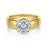 Elza - 14K Yellow Gold Bezel Prong Wide Band Round Diamond Engagement Ring - 0.08 ct