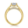 Elza - 14K Yellow Gold Bezel Prong Wide Band Round Diamond Engagement Ring - 0.08 ct