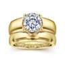 Elza - 14K Yellow Gold Bezel Prong Wide Band Round Diamond Engagement Ring - 0.08 ct