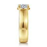 Elza - 14K Yellow Gold Bezel Prong Wide Band Round Diamond Engagement Ring - 0.08 ct