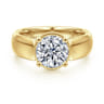 Elza - 14K Yellow Gold Bezel Prong Wide Band Round Diamond Engagement Ring - 0.14 ct