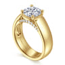 Elza - 14K Yellow Gold Bezel Prong Wide Band Round Diamond Engagement Ring - 0.14 ct