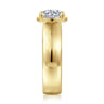 Elza - 14K Yellow Gold Bezel Prong Wide Band Round Diamond Engagement Ring - 0.14 ct