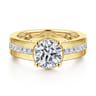 Dennise - 14K Yellow Gold Bezel Prong Wide Band Round Diamond Engagement Ring - 0.5 ct