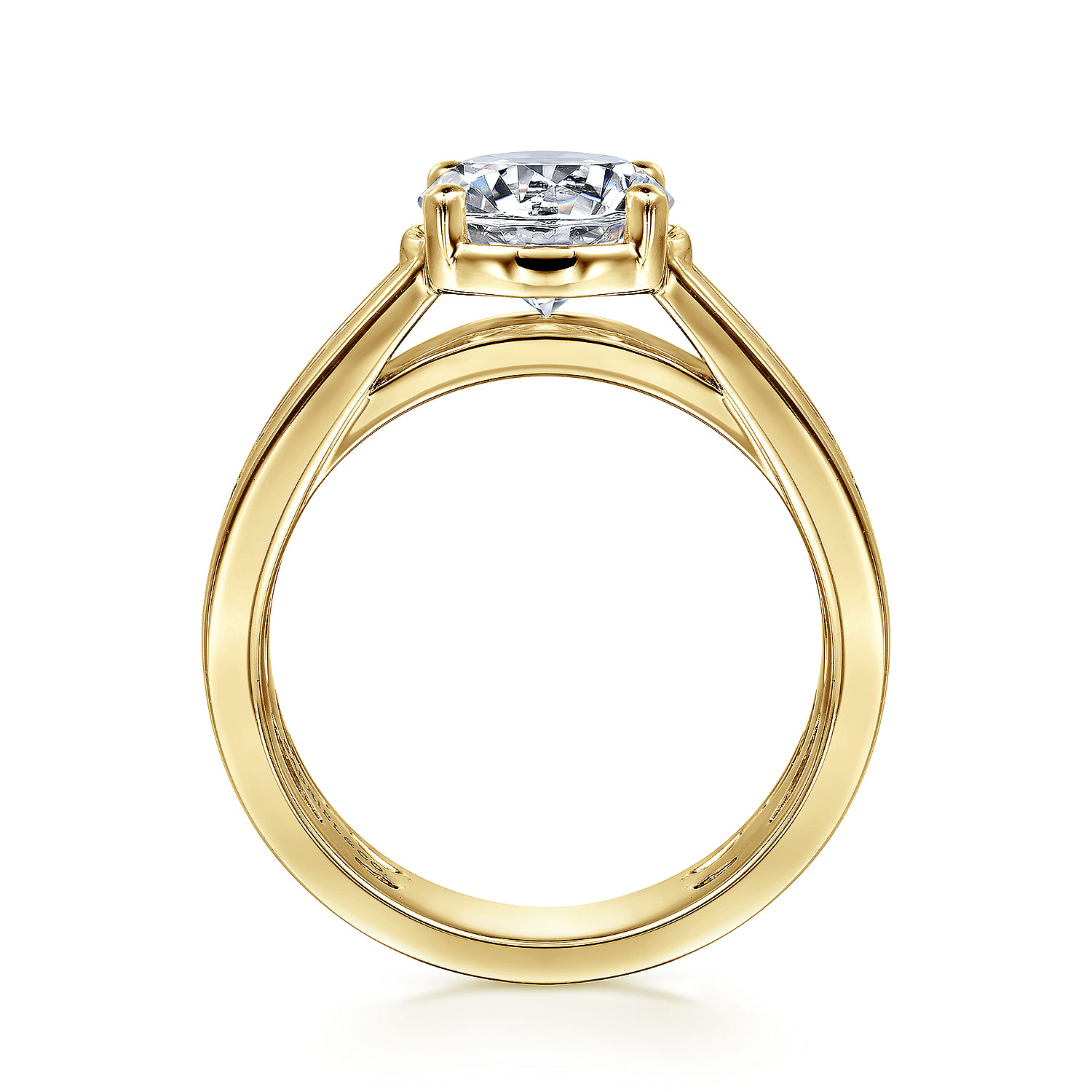 Dennise - 14K Yellow Gold Wide Band Round Diamond Engagement Ring - 0.5 ct - Shot 2