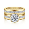 Dennise - 14K Yellow Gold Bezel Prong Wide Band Round Diamond Engagement Ring - 0.5 ct