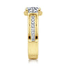 Dennise - 14K Yellow Gold Bezel Prong Wide Band Round Diamond Engagement Ring - 0.5 ct