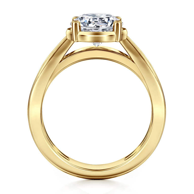 Dennise - 14K Yellow Gold Wide Band Round Diamond Engagement Ring - 0.5 ct - Shot 2