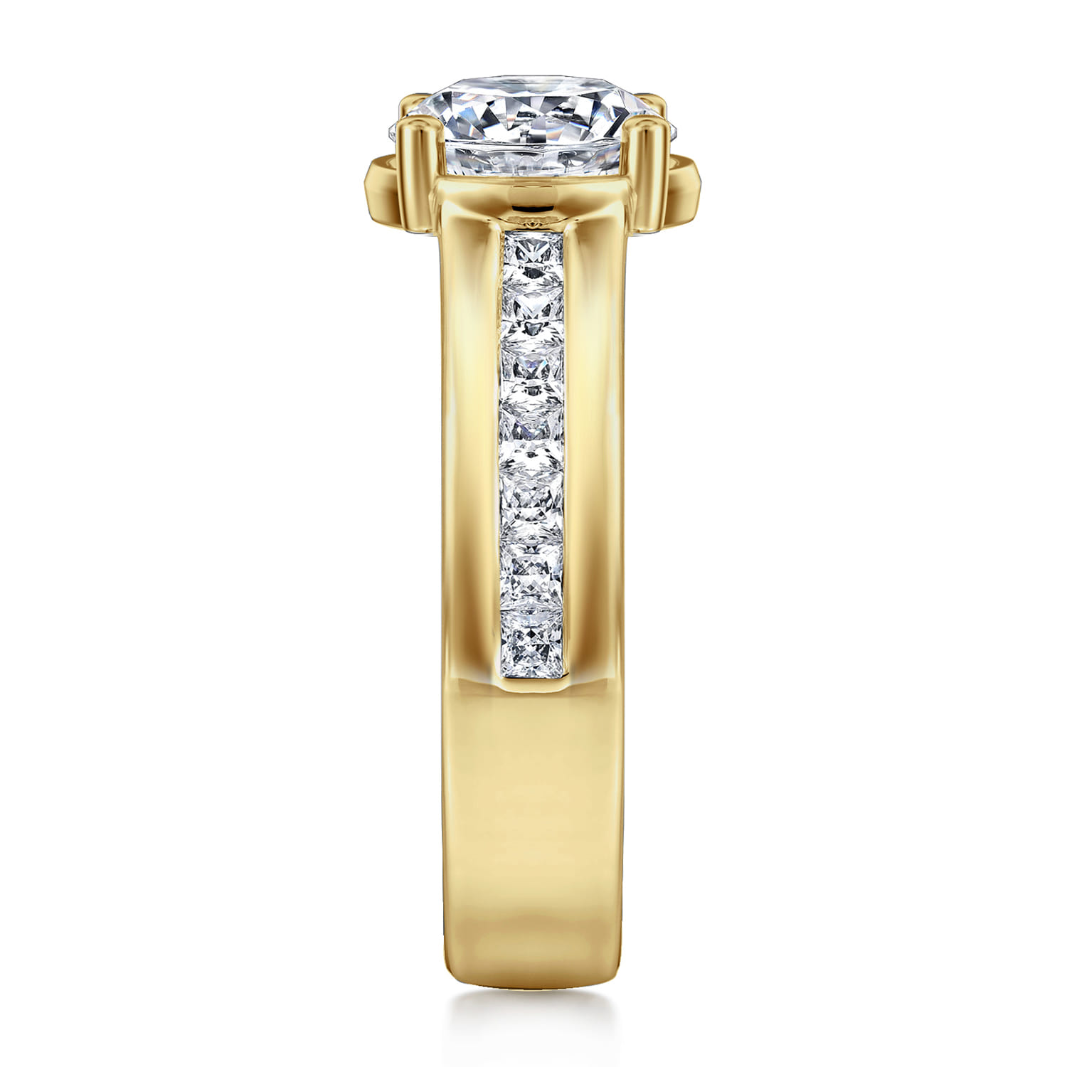 Dennise - 14K Yellow Gold Wide Band Round Diamond Engagement Ring - 0.5 ct - Shot 4