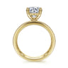 Eedie - 14K Yellow Gold Round Wide Band Diamond Engagement Ring - 1.5 ct