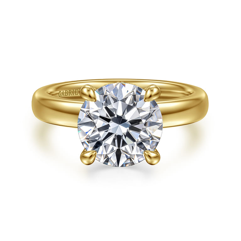 Neema - 14K Yellow Gold Round Diamond Engagement Ring - 0.1 ct - Shot 1