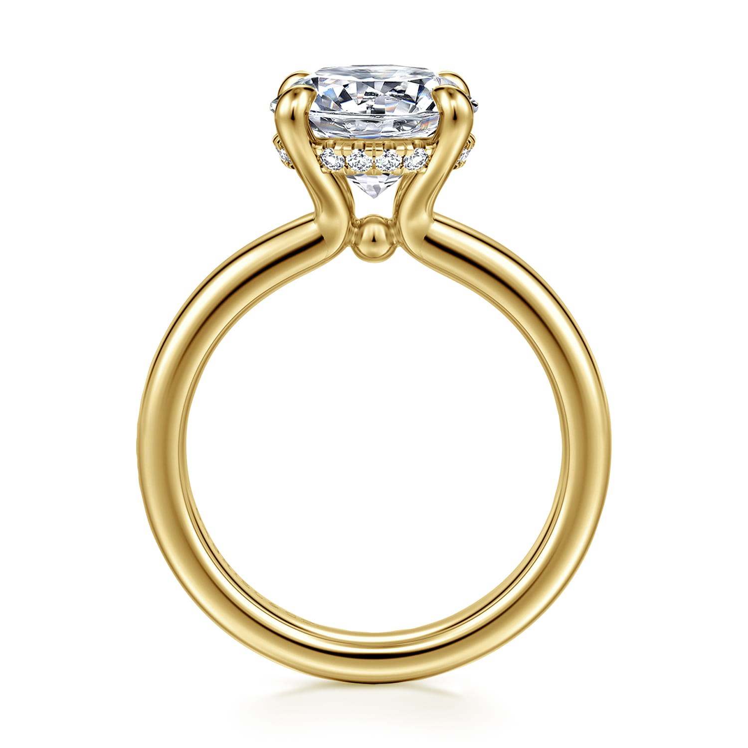 Neema - 14K Yellow Gold Round Diamond Engagement Ring - 0.1 ct - Shot 2