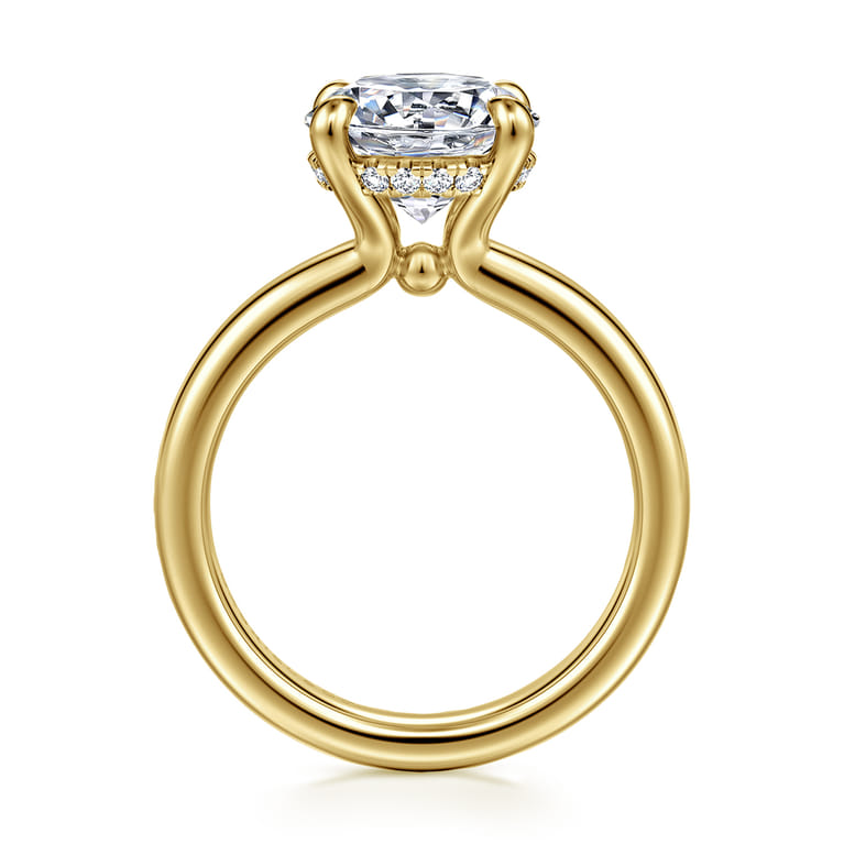 Neema - 14K Yellow Gold Round Diamond Engagement Ring - 0.1 ct - Shot 2