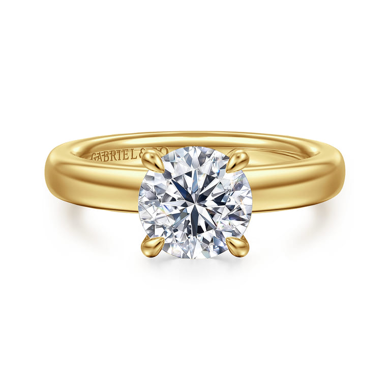 Neema - 14K Yellow Gold Round Diamond Engagement Ring - 0.07 ct - Shot 1