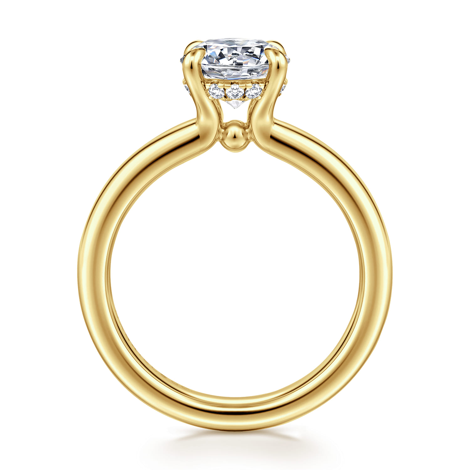 Neema - 14K Yellow Gold Round Diamond Engagement Ring - 0.07 ct - Shot 2