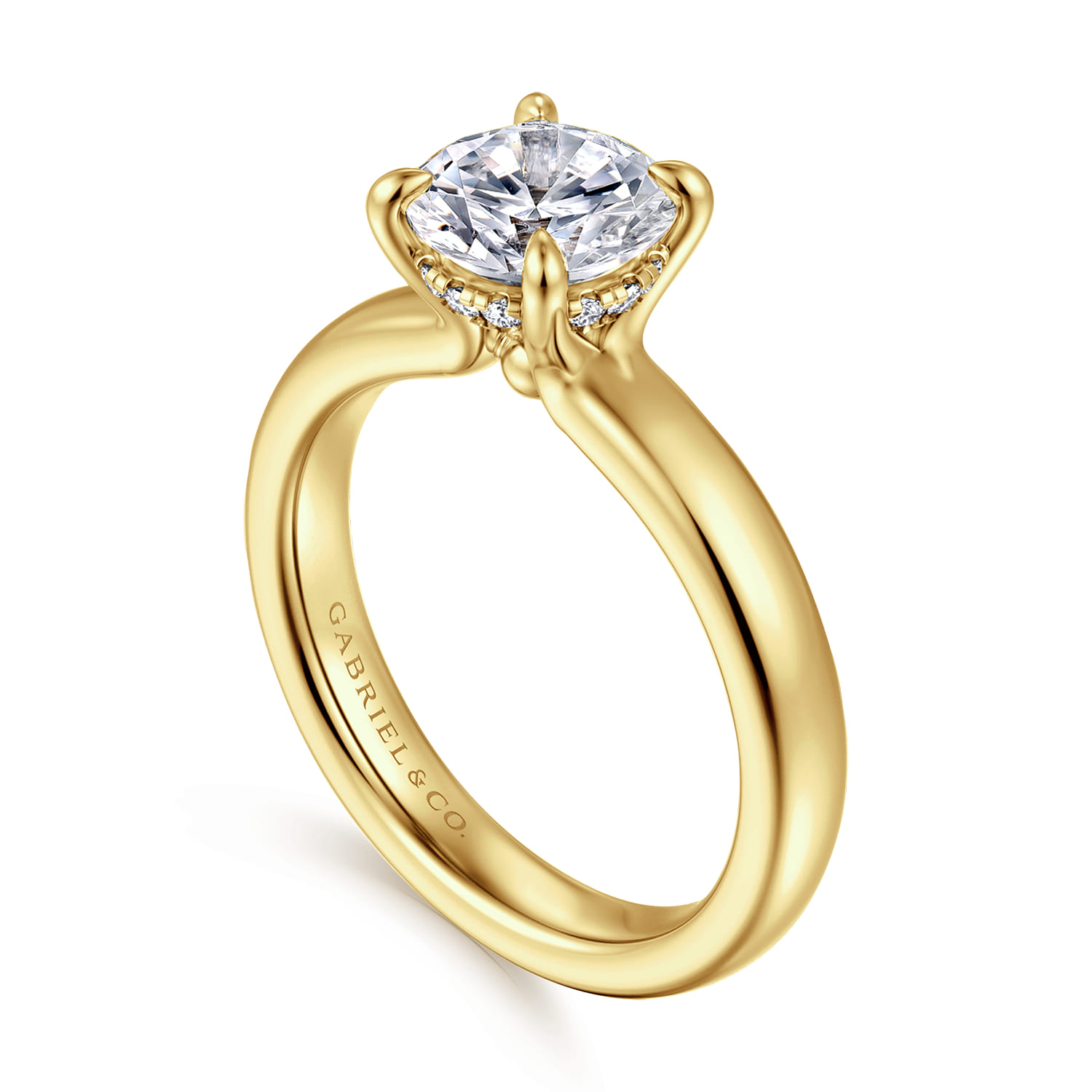 Neema - 14K Yellow Gold Round Diamond Engagement Ring - 0.07 ct - Shot 3