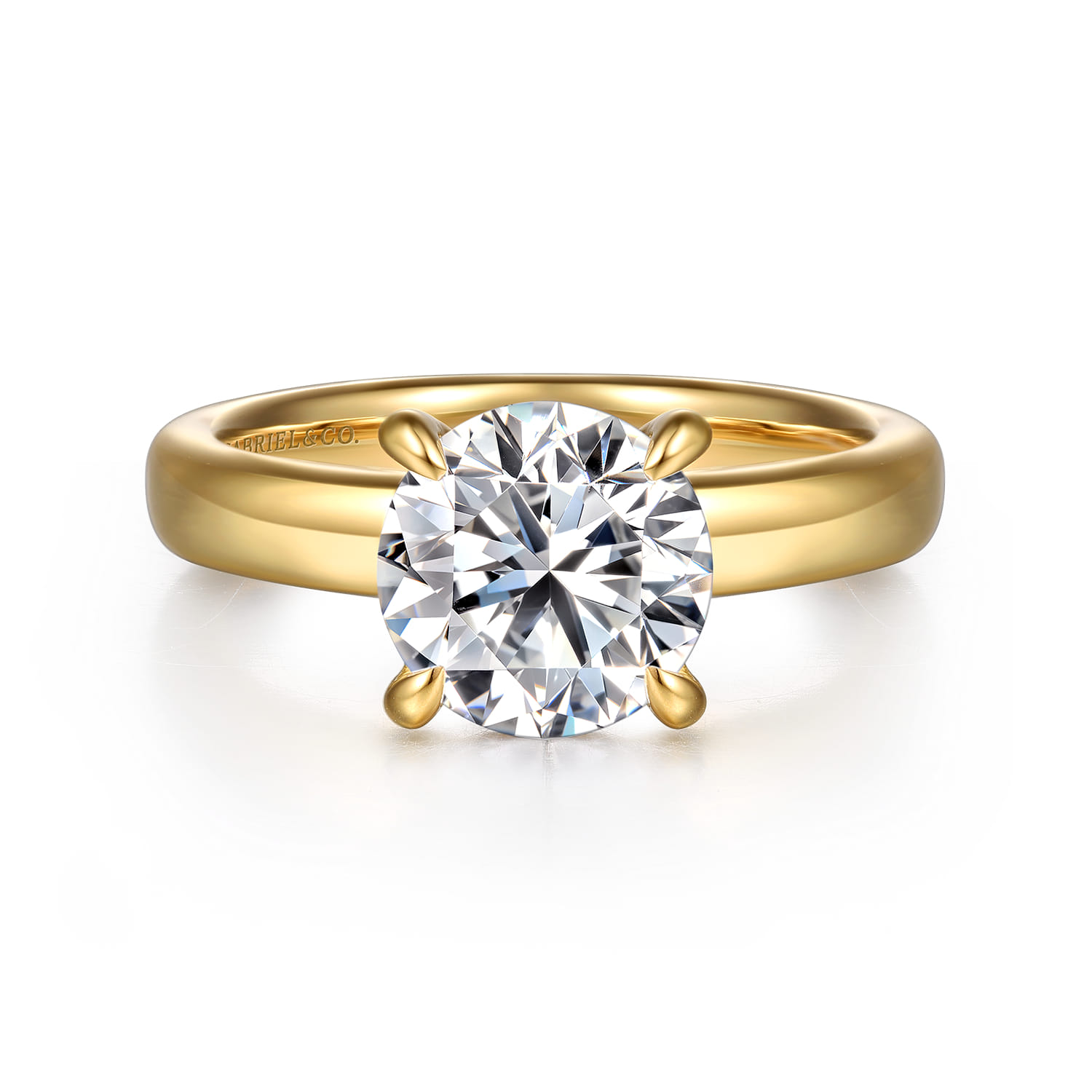 Neema - 14K Yellow Gold Round Diamond Engagement Ring - 0.07 ct - Shot 1