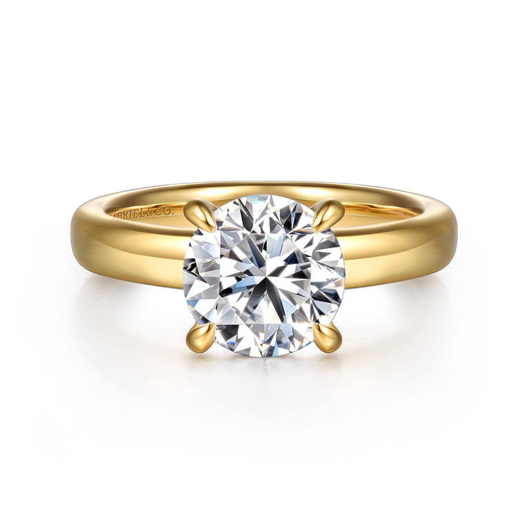 Neema - 14K Yellow Gold Round Diamond Engagement Ring - 0.07 ct - Shot 1