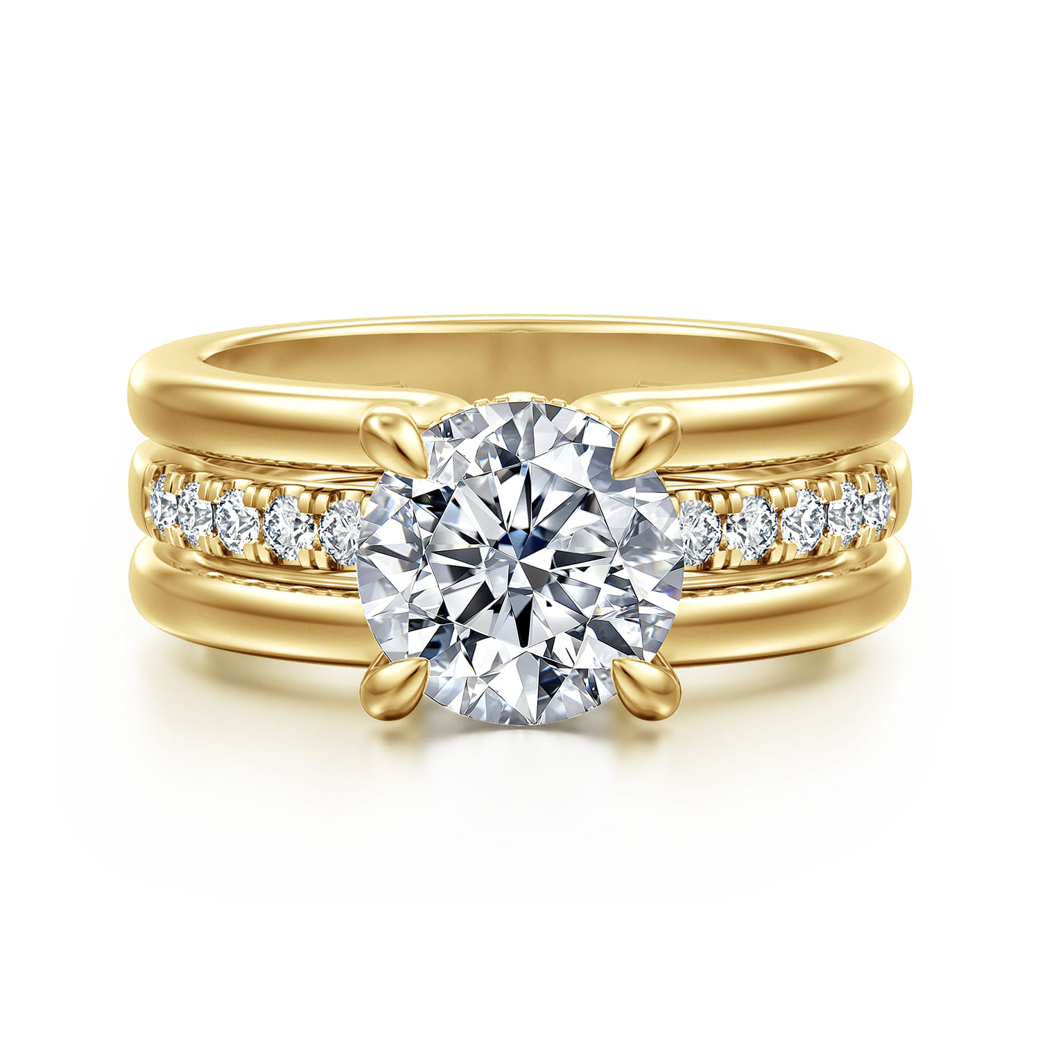 Reeba - 14K Yellow Gold Round Diamond Engagement Ring - 0.3 ct - Shot 1