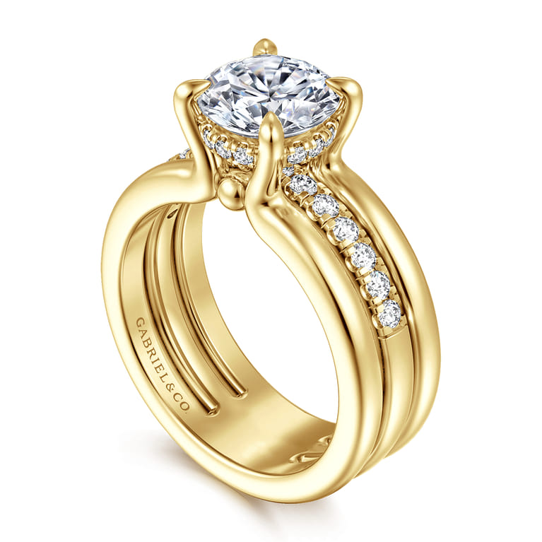 Reeba - 14K Yellow Gold Round Diamond Engagement Ring - 0.3 ct - Shot 3