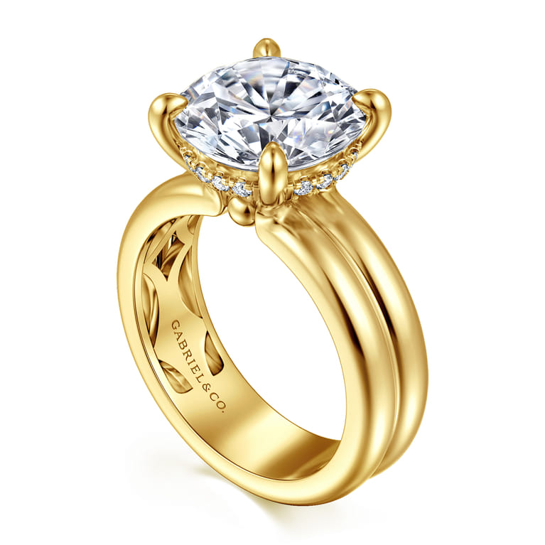 Robin - 14K Yellow Gold Round Diamond Engagement Ring - 0.1 ct - Shot 3