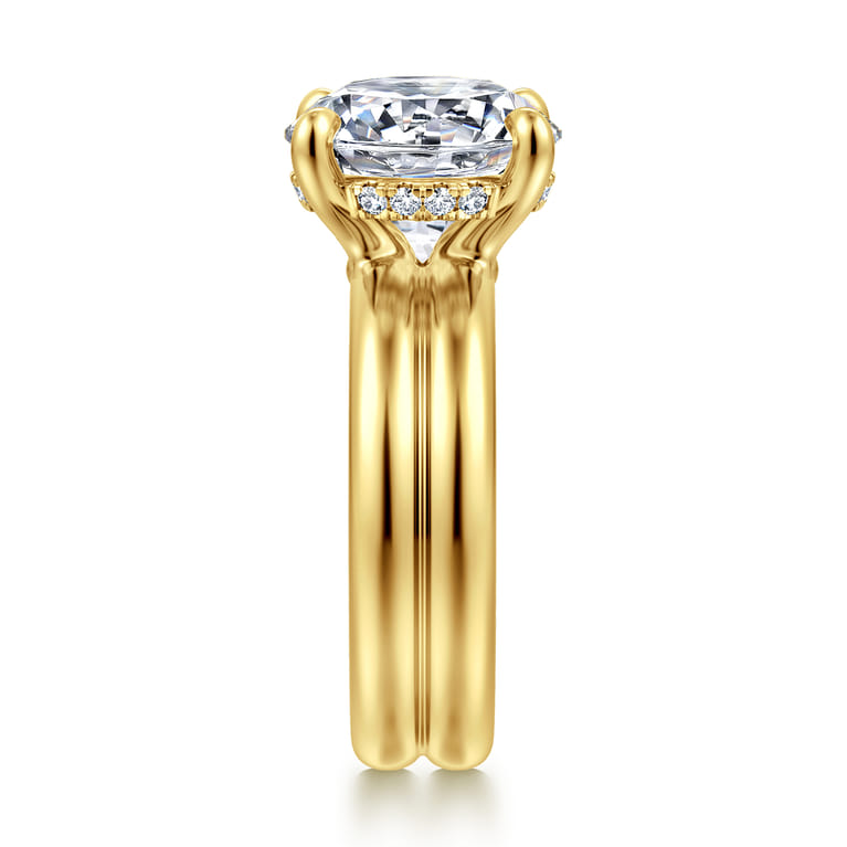 Robin - 14K Yellow Gold Round Diamond Engagement Ring - 0.1 ct - Shot 4