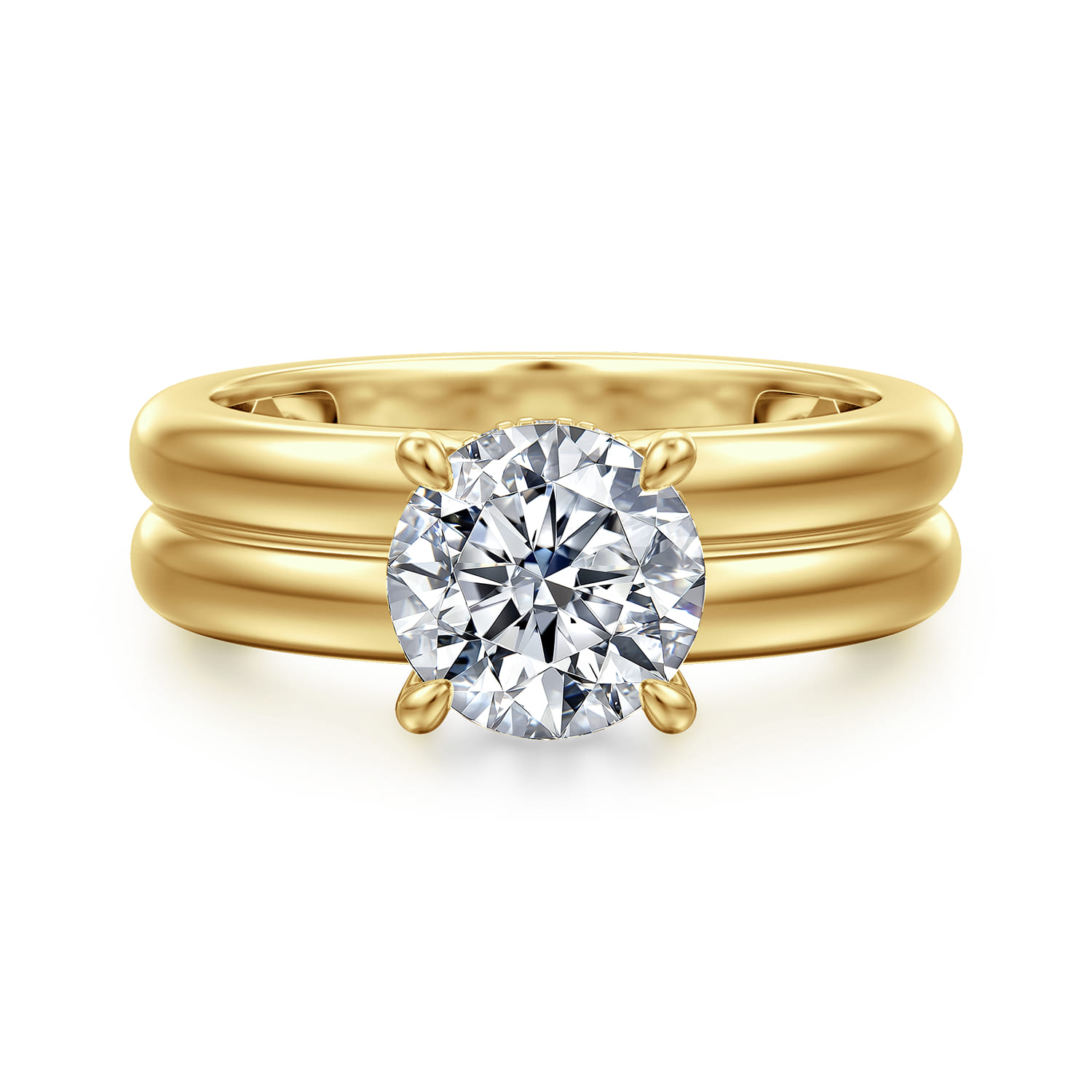 Robin - 14K Yellow Gold Round Diamond Engagement Ring - 0.07 ct - Shot 1