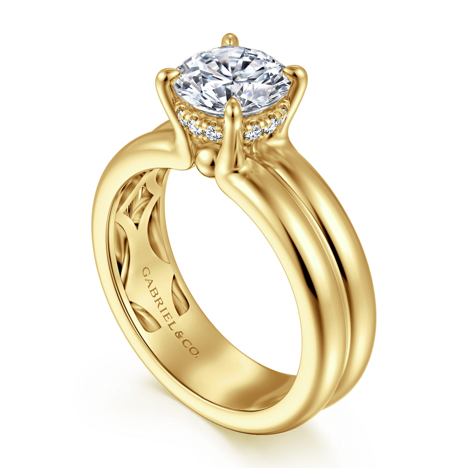 Robin - 14K Yellow Gold Round Diamond Engagement Ring - 0.07 ct - Shot 3