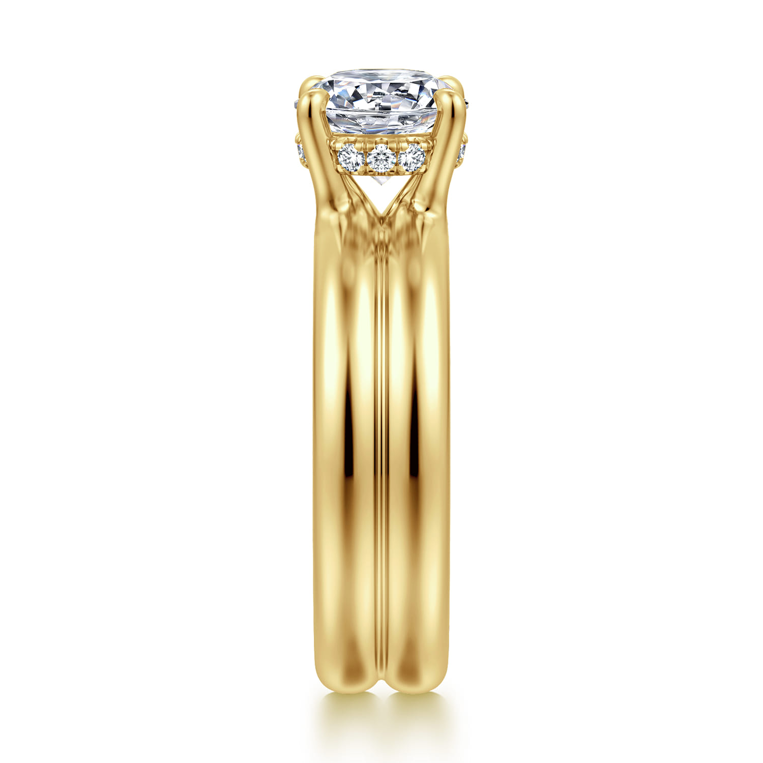 Robin - 14K Yellow Gold Round Diamond Engagement Ring - 0.07 ct - Shot 4