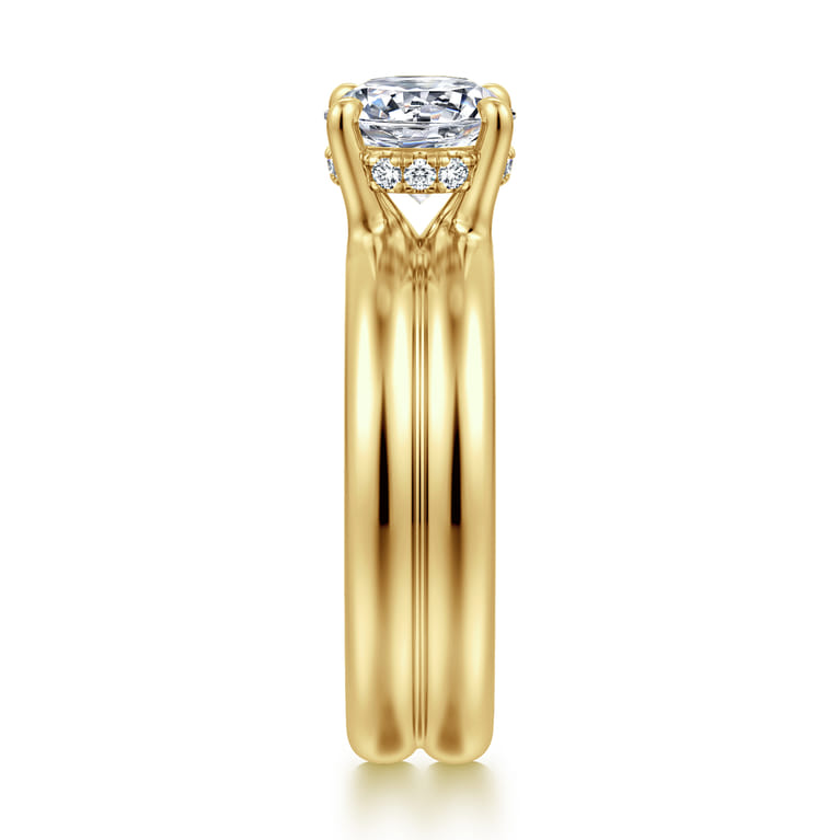 Robin - 14K Yellow Gold Round Diamond Engagement Ring - 0.07 ct - Shot 4