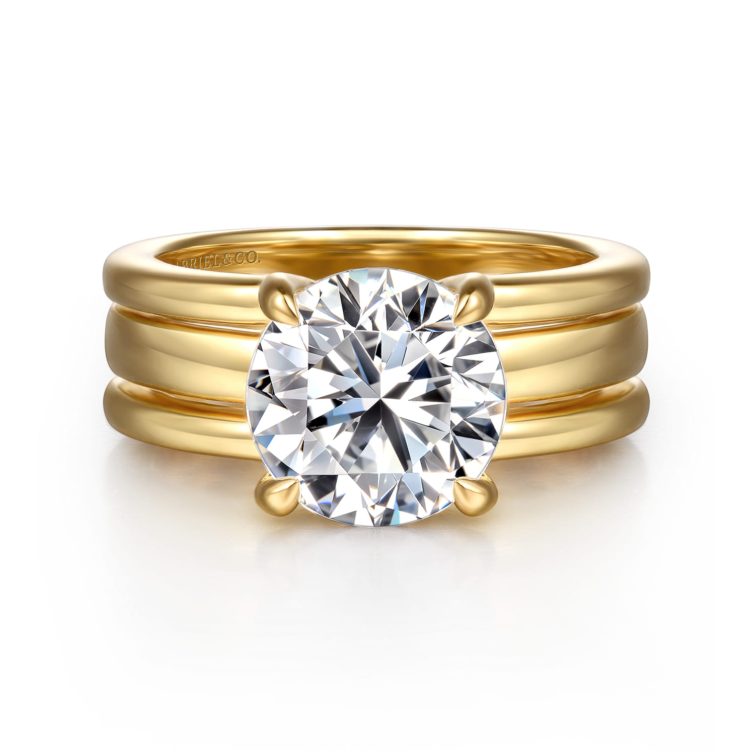 Giova - 14K Yellow Gold Round Diamond Engagement Ring - 0.1 ct - Shot 1