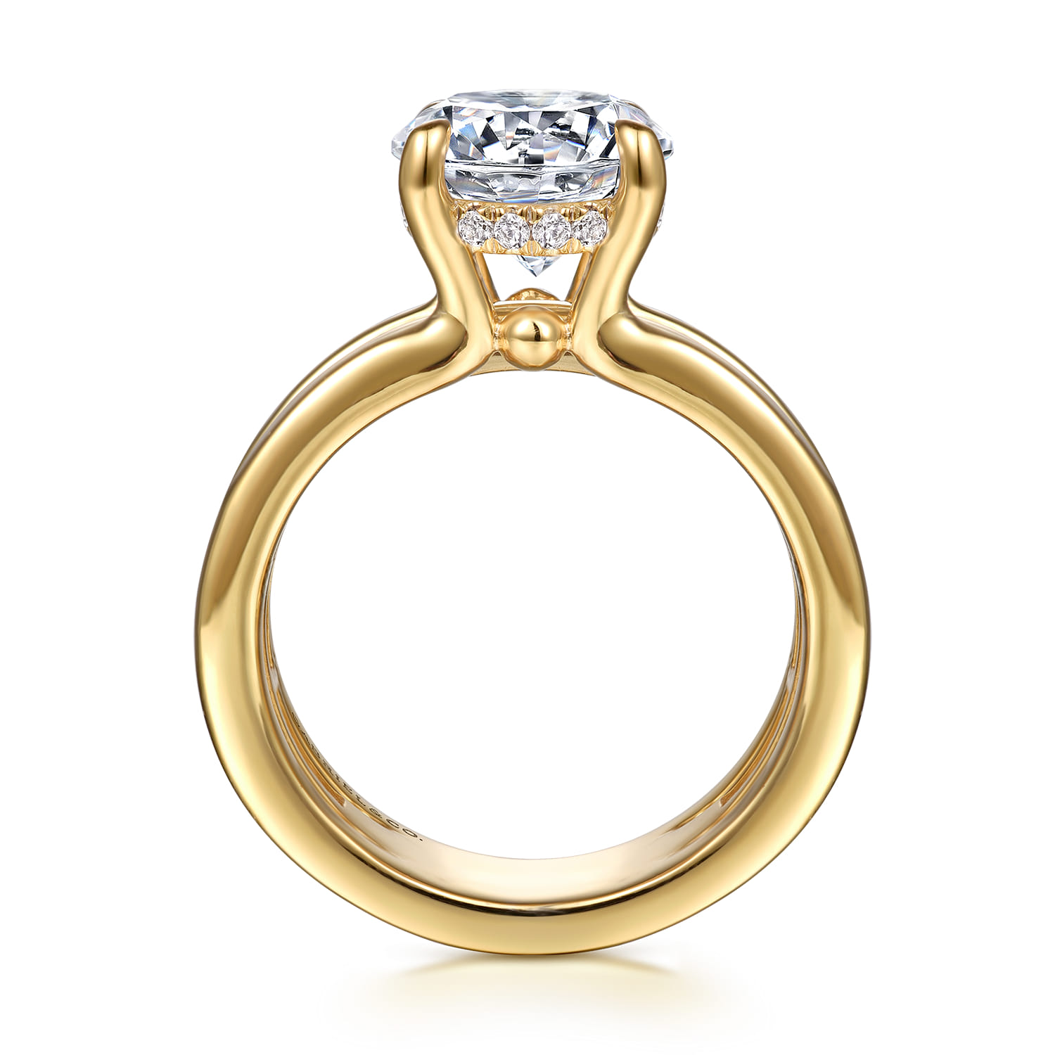 Giova - 14K Yellow Gold Round Diamond Engagement Ring - 0.1 ct - Shot 2