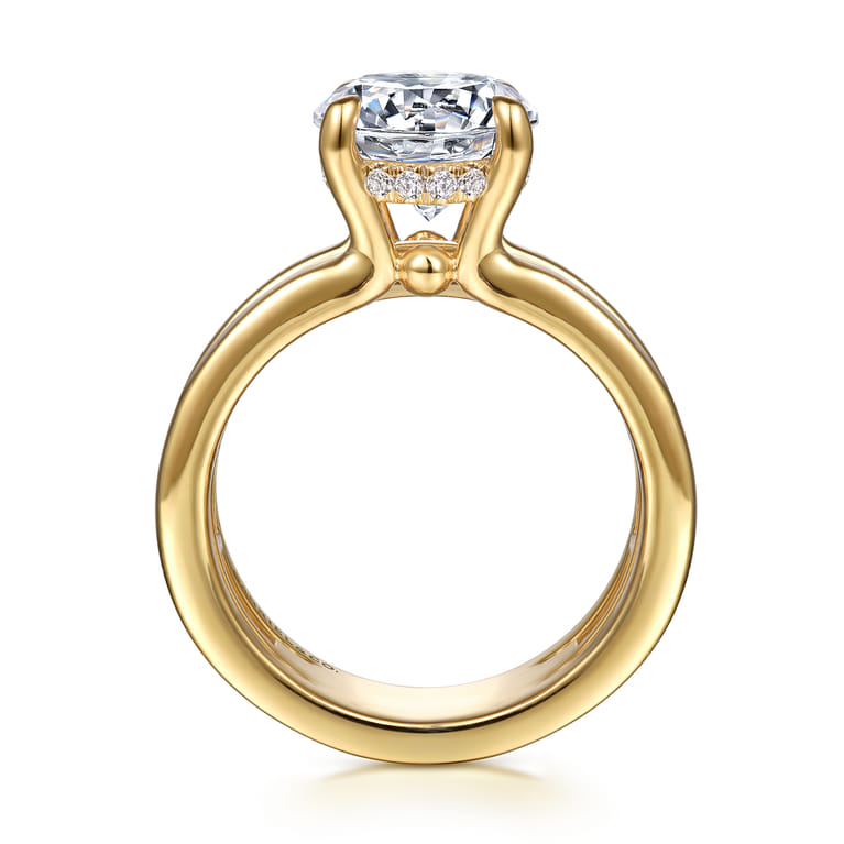 Giova - 14K Yellow Gold Round Diamond Engagement Ring - 0.1 ct - Shot 2